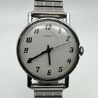 Timex Mechanical Manual Wind 34mm Stainless Steel Parts Repair Vintage White