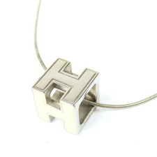 HERMES Cage Ash H Cube Accessories Vintage Necklace Silver Gold Plated 102924