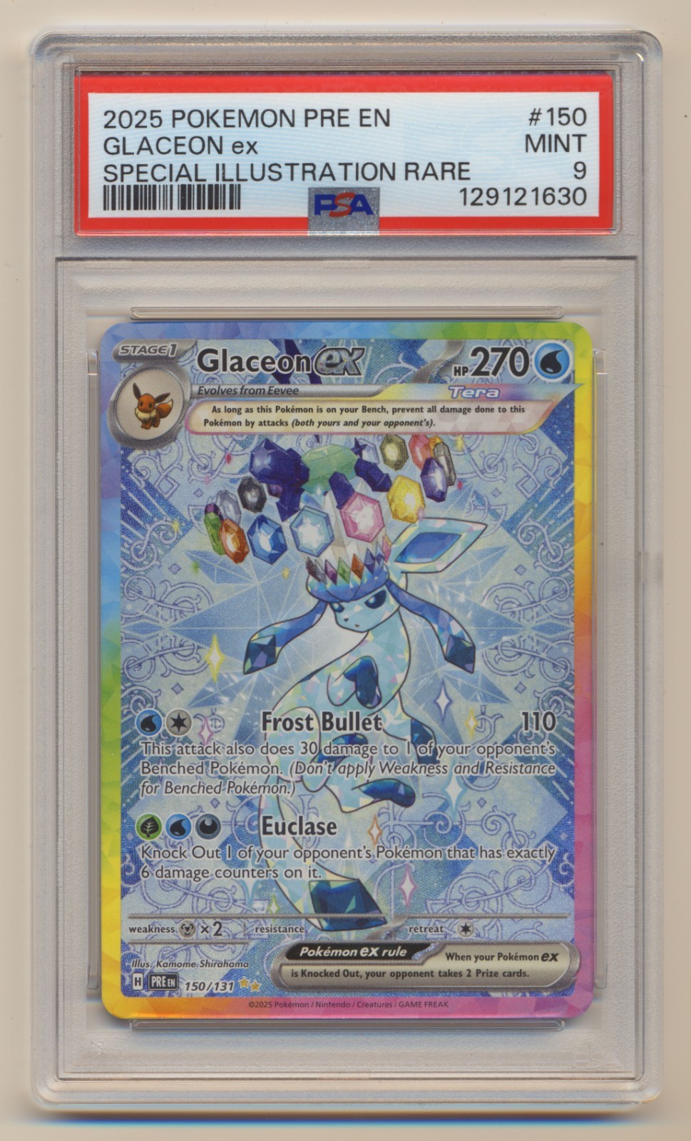 PSA 9 Pokemon Prismatic Evolutions SIR Glaceon EX 150/131 MINT Condition!!
