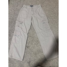 Aeropostale Women Gray/khaki Utility Cargo Wide Leg Pants Size S Reg Cotton