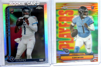 2025 Topps Chrome CAM WARD Silver Refractor RC X 2 Power Players Titans Rookie