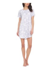 FLORA Intimates Blue Trim Short Sleeves Scallop Curved Nightgown Juniors M