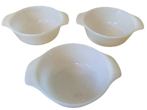 Vintage 3 Anchor Hocking Fire King White Milk glass Casserole 12oz Bowls #472