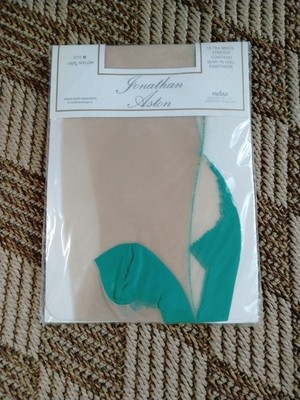 Jonathan Aston Ultra Sheer  Contrast Seam 'N Heel Pantyhose Champagne Turquoise