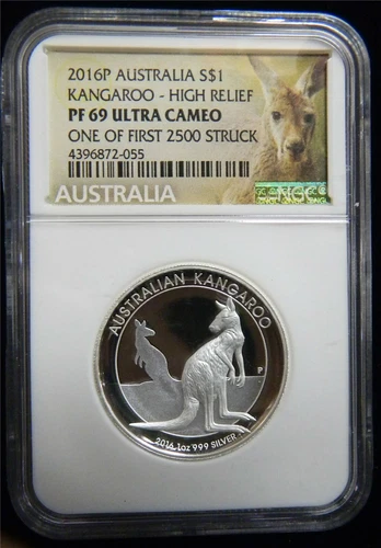 2016P Australia $1 Silver Kangaroo High Relief NGC PF69UCAM #SP103