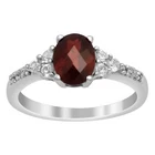 Solitaire Accents 1.50 Ctw Oval Cut Garnet Gemstone 925 Silver Ring