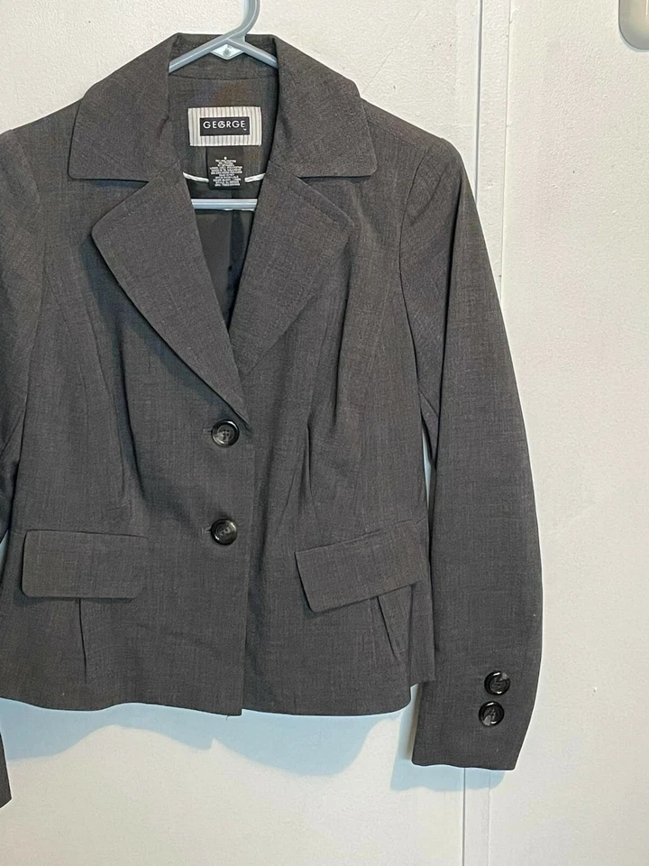 Blazer mujer George talla 8, gris, rayón, poliéster, spandex Foto 2 de 4