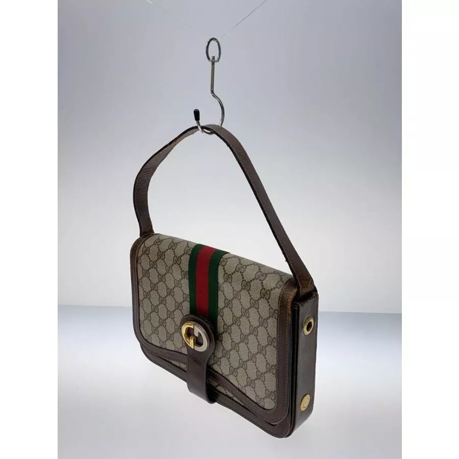 Authentique sac à main Gucci ancien Gucci une bandoulière GG toile ligne sherry beige
