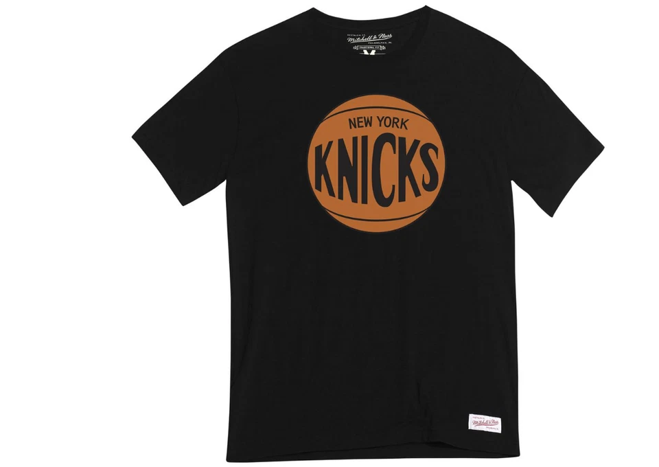 Mitchell&Ness T-Shirt Logo Pushed NEW YORK KNICKS Noir Neuf Taille L - Photo 1/2