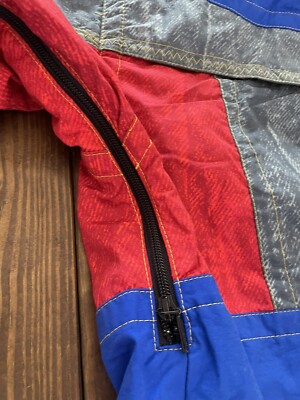 Phenix Sports Ski Jacket Mens Sz XL Blue Gray & Red hide away hood