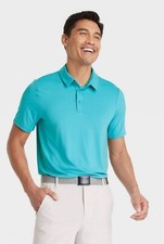 NWT All in Motion sz XXL Jersey Polo Men's Moisture Wick Short Sleeve blue o14