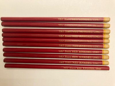 Ten Vintage Dixon Red Anadel 1940 Unsharpened Pencils