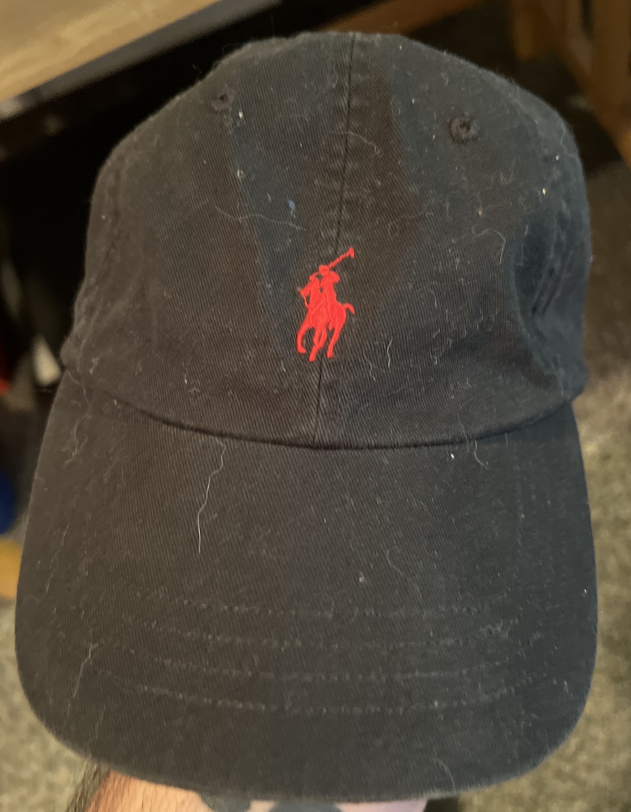 Cappello Polo Ralph Lauren da uomo cinturino berretto nero pony rosso regolabile ricamato