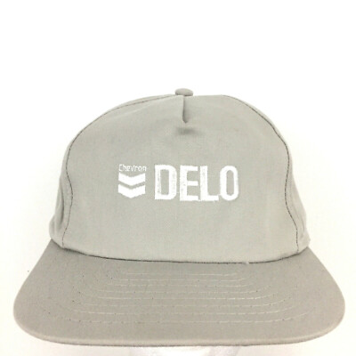 Vtg Chevron Energy Delo Gas Oil Cap Script Logo Snap Back Trucker Baseball Hat