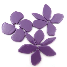20 Magenta Purple Petal Flower Shapes Glass Mosaic Tile Pieces - 25 mm -30 mm