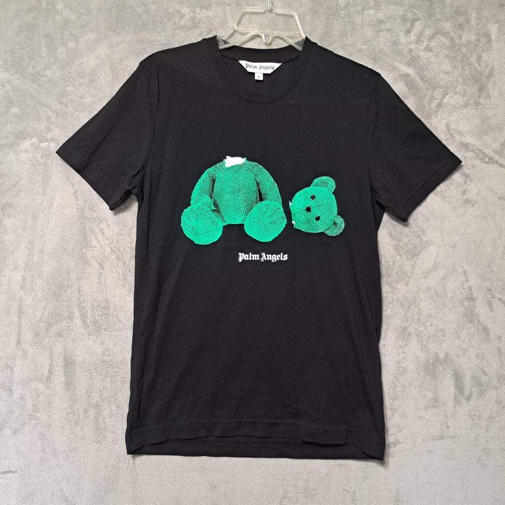 Palm Angels Kill The Bear Mens Graphic T-Shirt Black Green Palm Angels Kill The Bear Mens Graphic T-Shirt Black Green