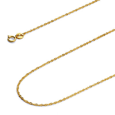 Wellingsale 14k Yellow Gold Solid 0.9mm Singapore Chain Necklace | eBay