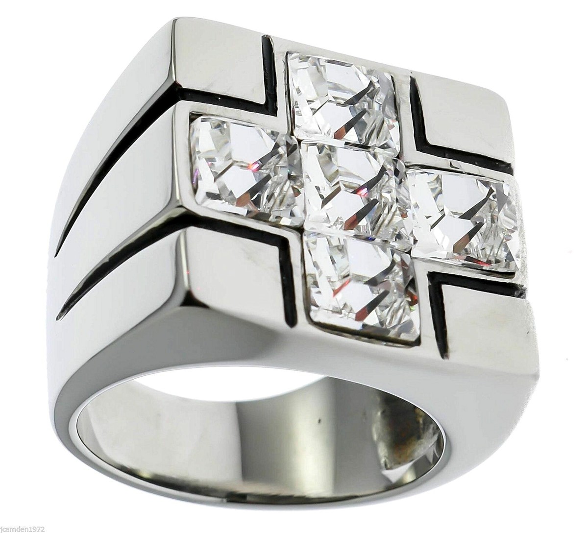 k*様 Ring Handle MARROW 5 carat Cz Cross Men's Stainless Steel Ring Size 11 TK919