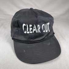 Clear Cut Hat Men OS Black Strapback Cap A Frame San Sun Vintage Outdoor