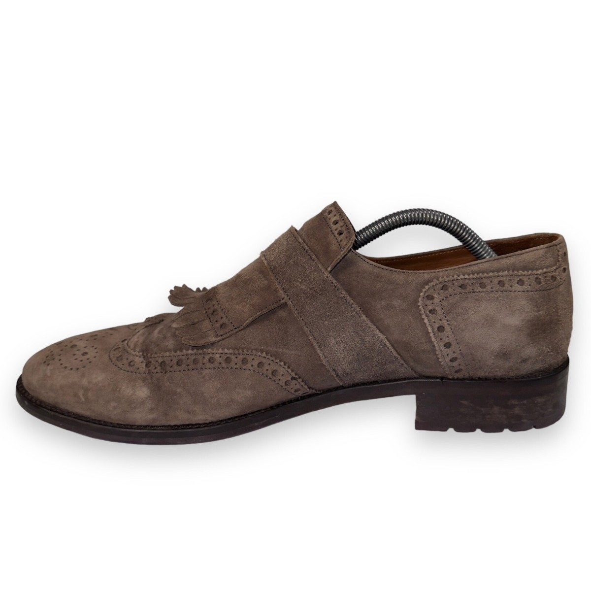 Lottusse Plomo Suede Monk Strap Kiltie Wingtip Loafers Brown  display picture 2