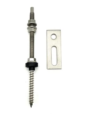 BAUZONE24 10 x Set Stockschrauben mit Adapterblech M10 x200mm Solar