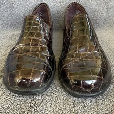 Clarks Bendables Womens Shoes Size 8 Slip On Loafers Metallic Brown Faux Croc