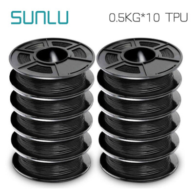 10*0.5KG SUNLU TPU Flexible 3D Printer Filament 1.75mm 95A ROHS Reached Spool