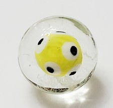 HANDMADE GLASS MARBLE "ALIEN BUBBLES" YELLOW 25mm SHOOTER