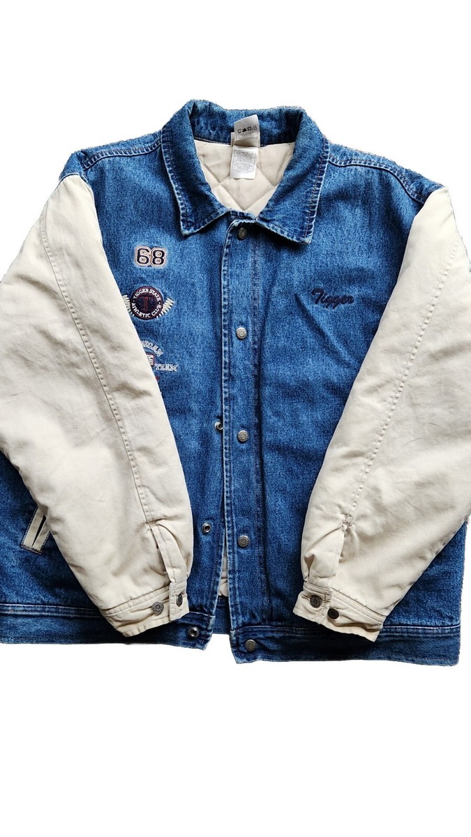 Vintage 90s Disney Store Embroidered Tigger Denim Varsity Jacket