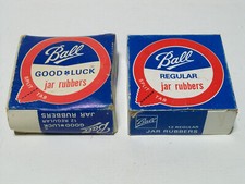 Vtg Ball "Good Luck" Mason Jar Rubbers, New Old Stock, Two Boxes of 12
