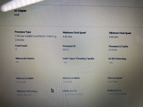 Carte mère DELL LATITUDE,5420,LA-K491P,i5-1145G7-2,6GHz,11ème. - Photo 4/7