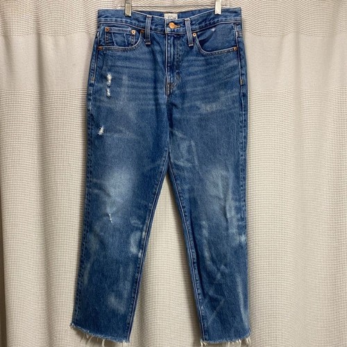 Jeans J Crew Slouchy Boyfriend In Barn Wash taglia 27 med wash orlo grezzo invecchiato - Foto 2 di 12