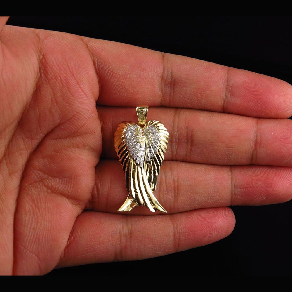 14k Gold Angel Wings Cremation Jewelry Ct Simulated Diamond 14K