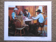 FREDERICK HAMBLY ORIGINAL ARTIST PROOF PRINT SIGNED "BUNKHOUSE GAMING" 