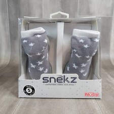 Scarpe Calzini Nuby Snekz Gomma Grigio con Stelle Small 7-14 Mesi 4,44” US Taglia 5,5
