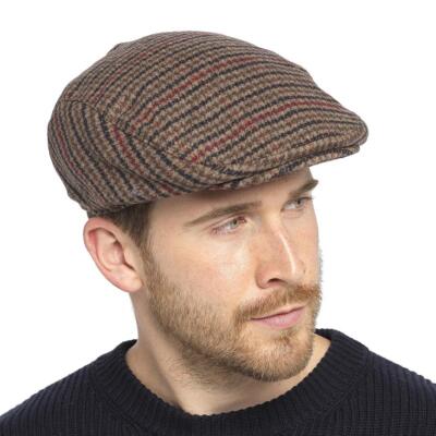 Herren Trachtenstil Flatcap Wollmischung Tweed Karo Country Fischgrät