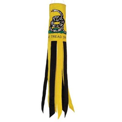 60'' Gadsden Don't Tread On Me White Snake Embroidered Nylon Wind Sock Windsock