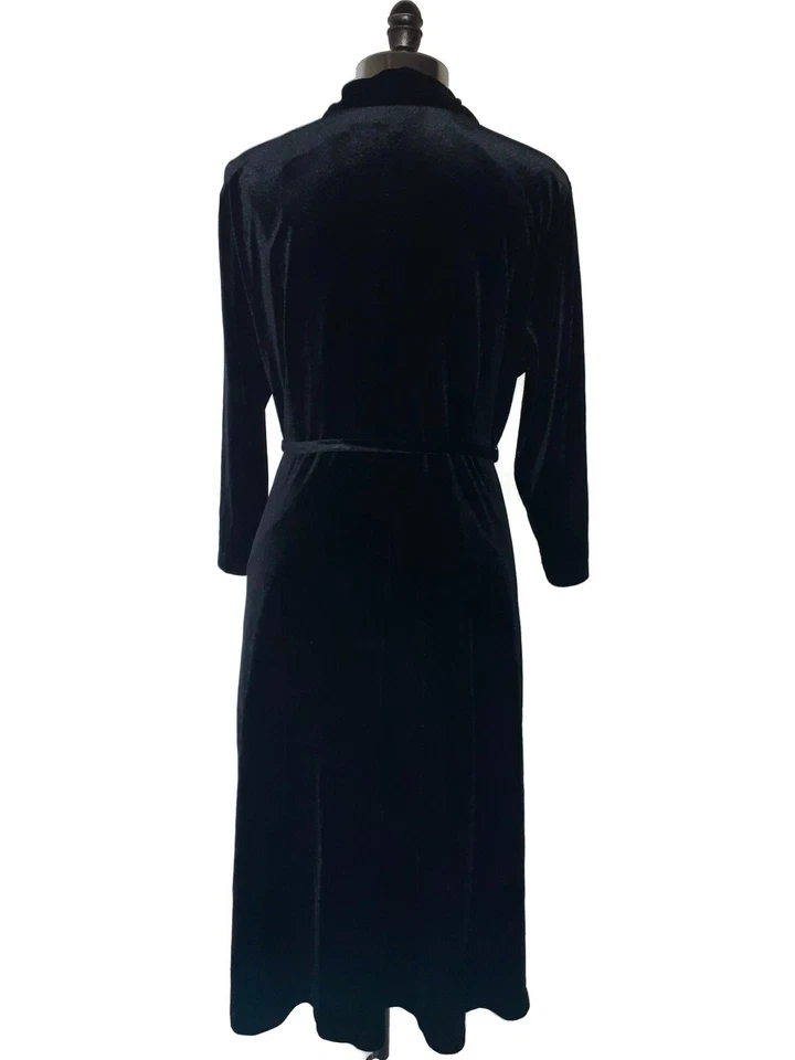 NUEVO ANNE KLEIN Vestido Talla Grande 14W Línea A Negro Elastizado Terciopelo Manga Larga Midi Foto 3 de 4