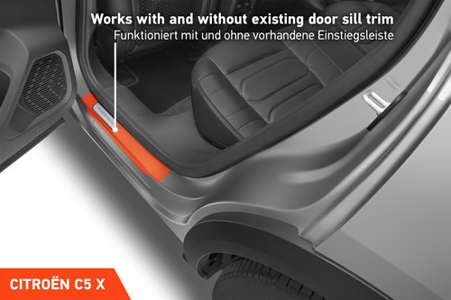 Listones de entrada de coche lámina protectora para Citroën C5 X óptica carbono - Imagen 3 de 6