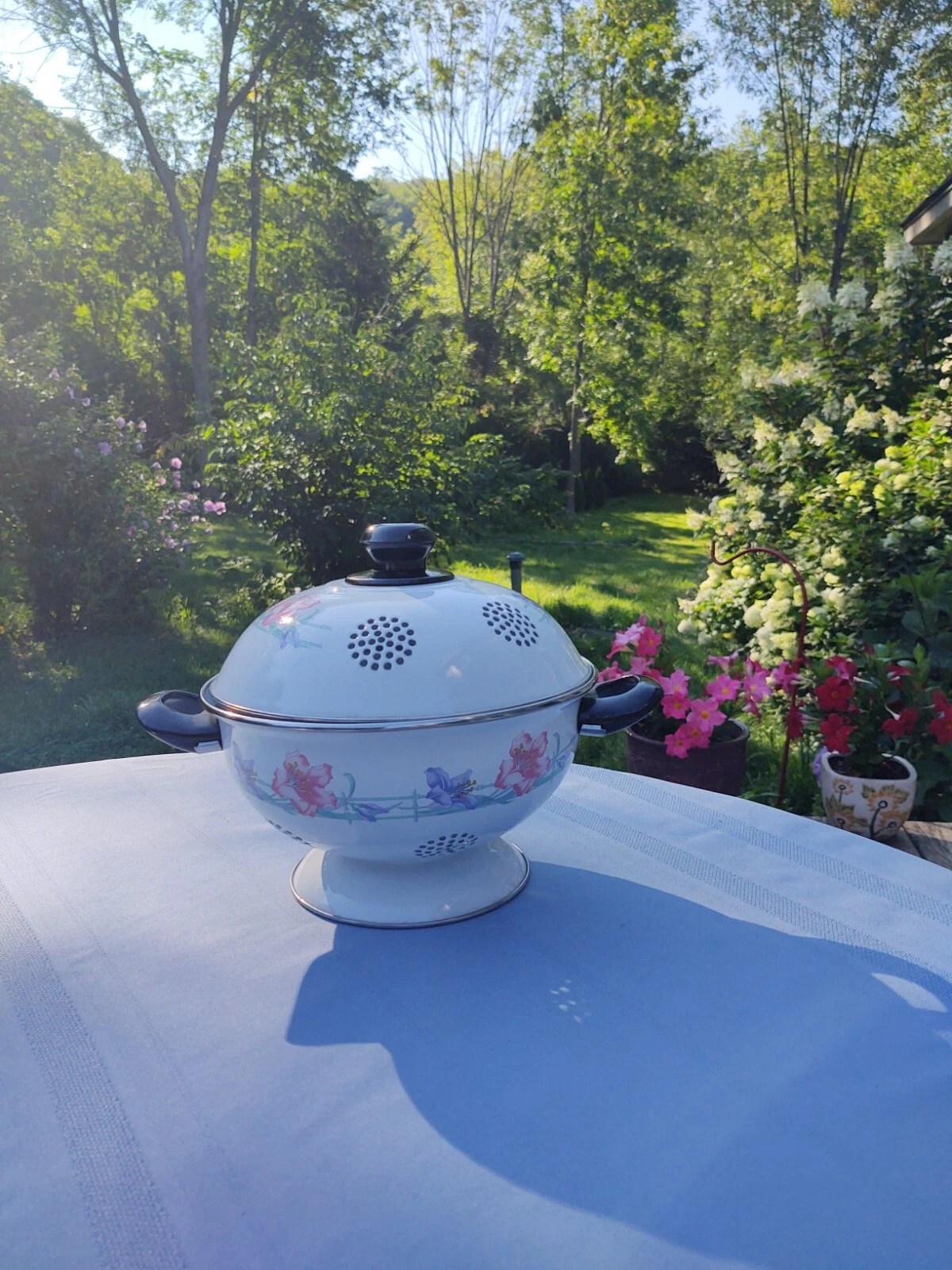 Metal Colander With Cover, Rare
