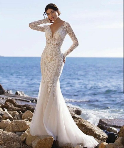 Sexy Bride Wedding Dress V Neck Open 