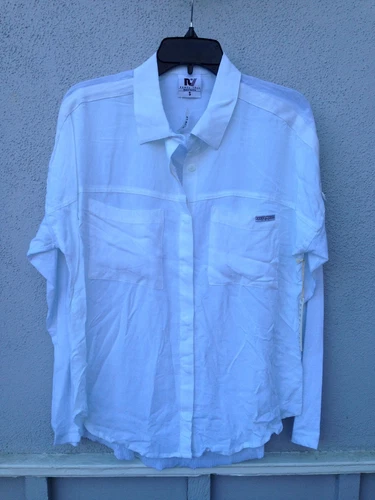 $140 NWT Rebel Yell Brand Solid White Button Down Two Sided Material Soft 