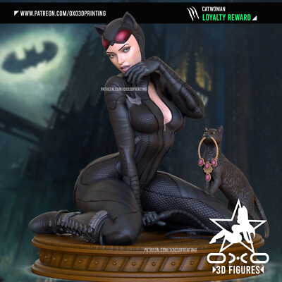 Catwoman knieend mit Peitsche, DC Comics, sexy Pin Up, Figur, 3D Druck, UNBEMALT