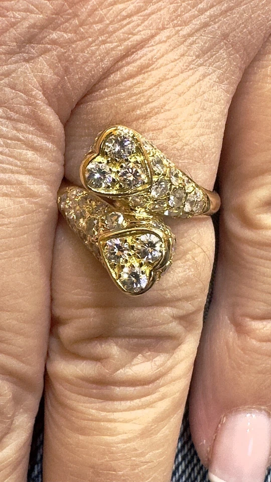 Bague toi et moi en or jaune et diamants T54 ajustable - Photo 4/4