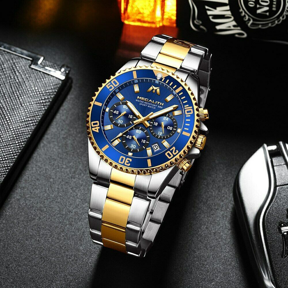 Mens Wrist Watch Luxury Designer Chronograph Waterresist Date Analogue Sports UK