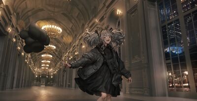 Anime _lm7_ balloon chandeliers bokeh architecture Playmat Game Mat Desk