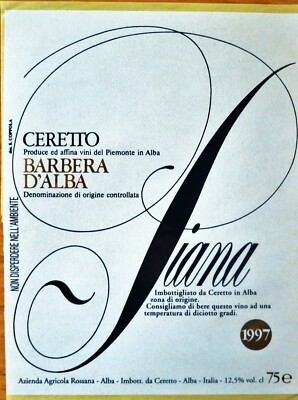 ETIQUETTES VINS PIANA BARBERA D ALBA Ceretto   ITALIE A A B Asili Caretto