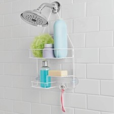Mainstays Basic Hanging Shower Caddy with 2 Shelves and Soap Tray, White
