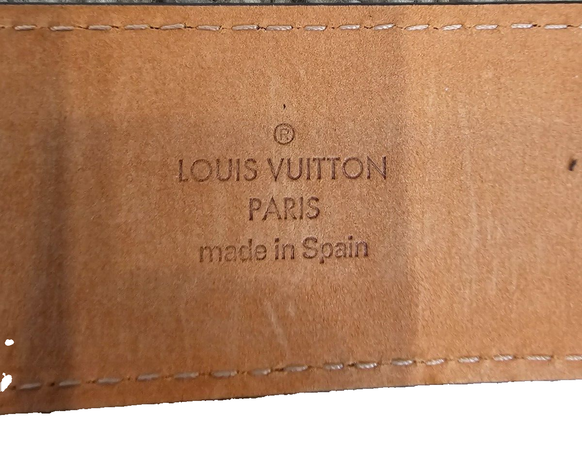 LOUIS VUITTON M9608 Monogram Brown Leather Belt w/Gold LOUIS VUITTON M9608 Monogram Brown Leather Belt w/Gold