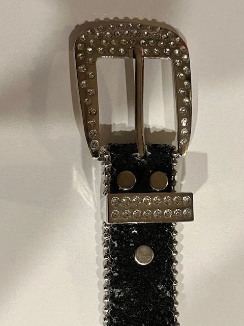 Cinturón con estrás calavera bling cuero sintético negro Western Glam Punk Rock Rodeo 39" Foto 4 de 4